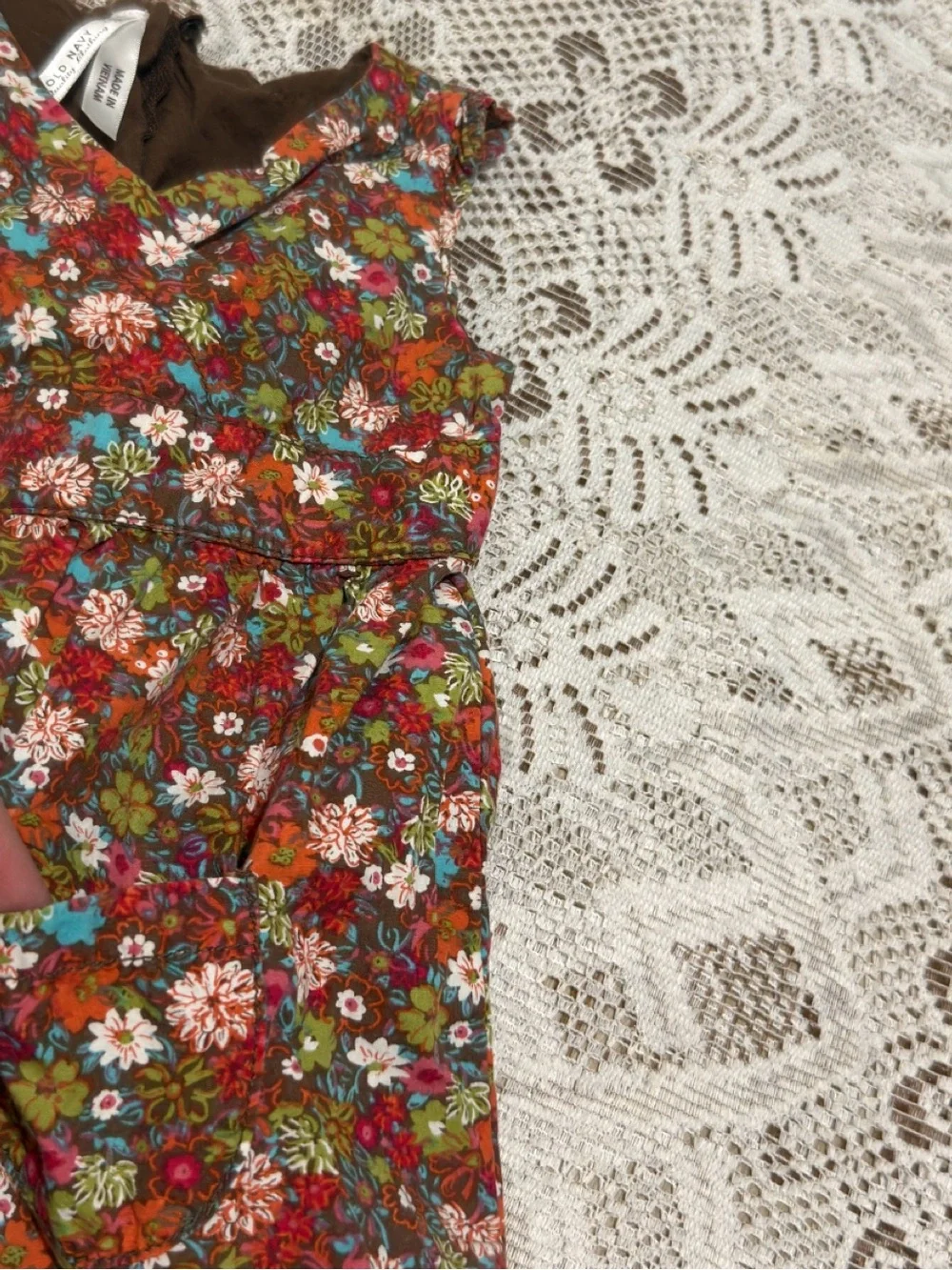 Y2K (2007) Fall Old Navy Brown Floral Tie Waist Dress with pockets size 12-18m